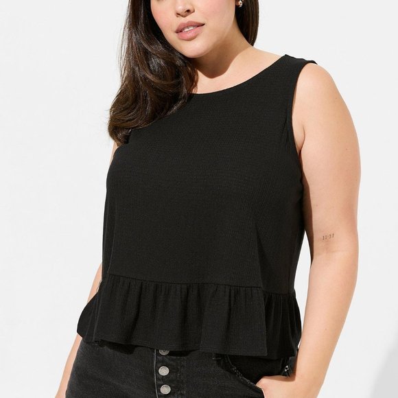 Torrid Texture Knit High Neck Ruffle Crop Top 1X - Picture 1 of 15